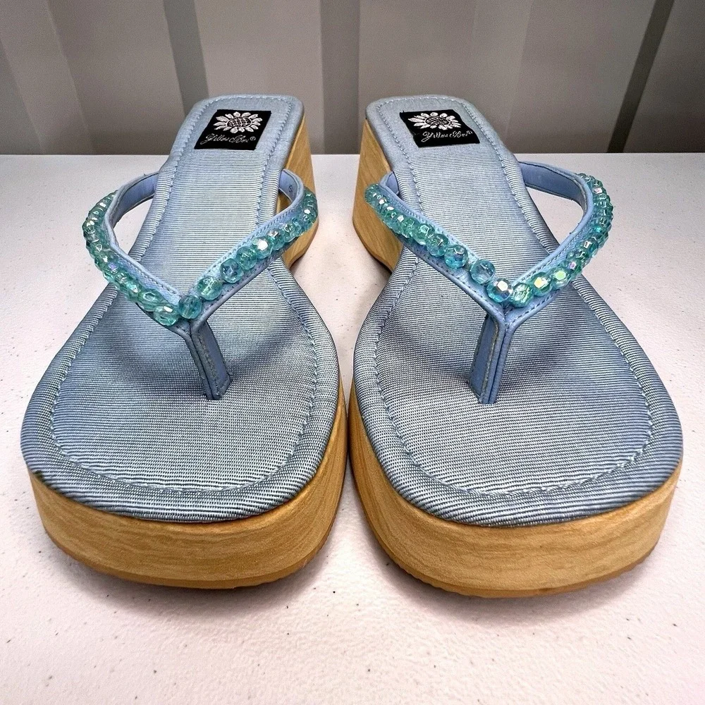 Yellow Box Yeah Blue Beaded Women Platform Chunky Size 7.5 NWB Y2K - Picture 5 of 10